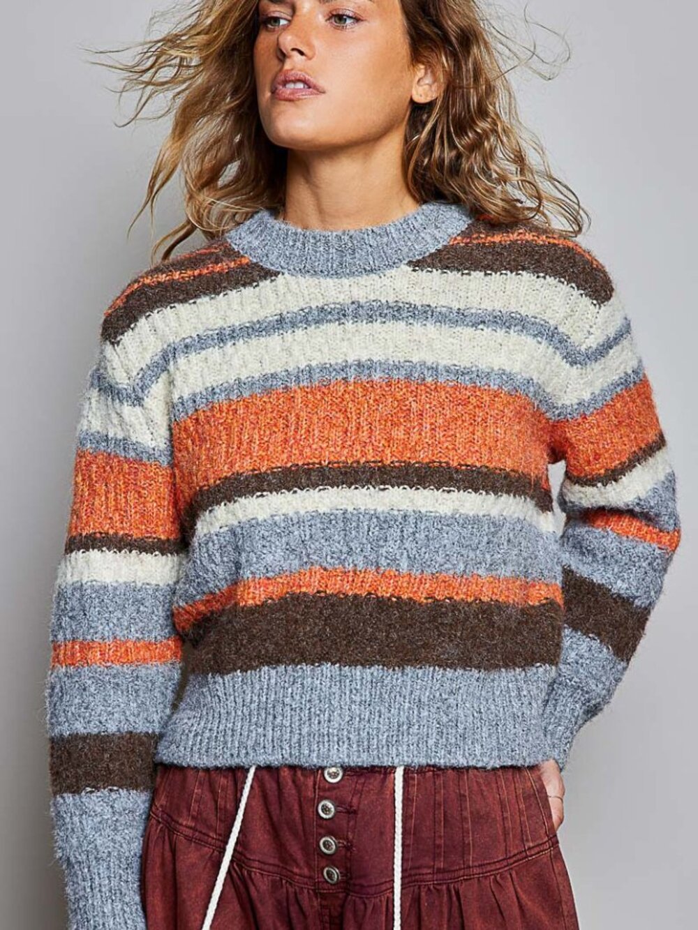 POL Chunky Knit Stripe Sweater